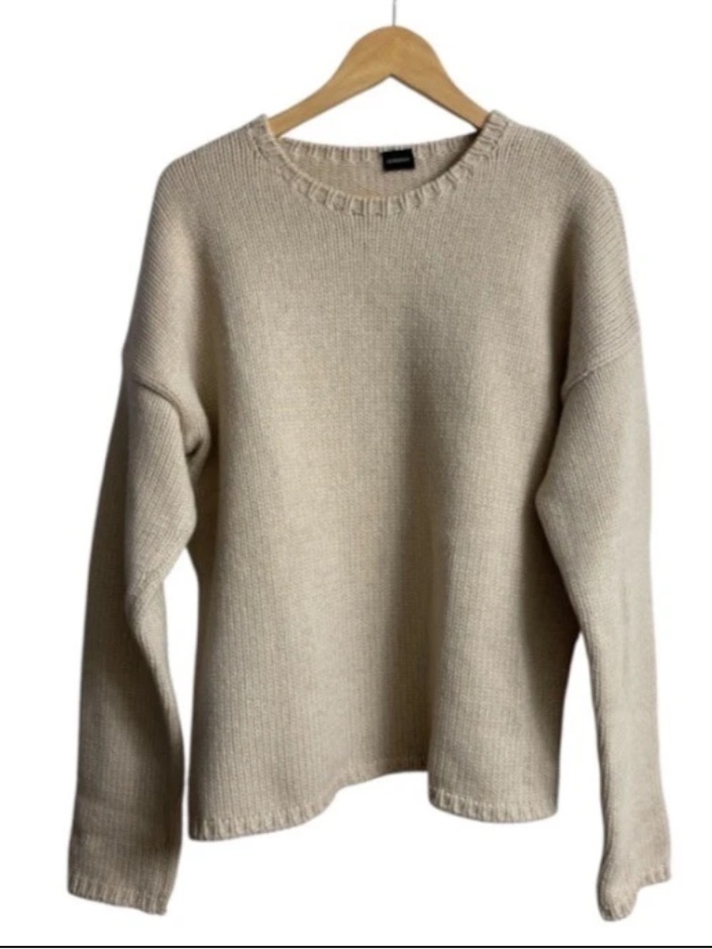 Jil Sander Men’s 100% Cashmere Chunky Ribbed Knit  Sweater Cream  Size IT 50